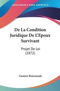 Bild: De La Condition Juridique De L'Epoux Survivant - Kessinger Publishing