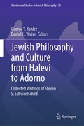 Cover: Jewish Philosophy and Culture from Halevi to Adorno - Springer