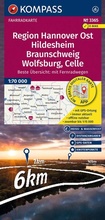 Cover: KOMPASS Fahrradkarte 3365 Region Hannover Ost, Hildesheim, Braunschweig, Wolfsburg, Celle, mit Knotenpunkten 1:70.000 - KOMPASS-Karten