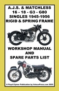 Cover: AJS & MATCHLESS 1945-1956 RIGID AND SPRING-FRAME SINGLE CYLINDER WORKSHOP AND PARTS MANUALS FOR THE 350cc & 500cc MODELS 16 - 18 - G3 & G80 - Veloce Enterprises, Inc.