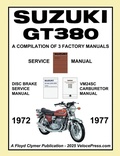 Cover: SUZUKI GT380 WORKSHOP MANUAL 1972 to 1977 - A COMPILATION OF 3 ORIGINAL SUZUKI FACTORY MANUALS - Veloce Enterprises, Inc.