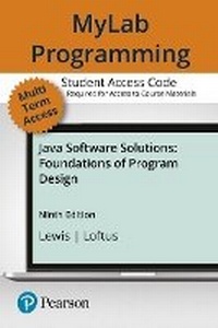 Enlarge image Cover: Mylab Programming with Pearson Etext -- Access Card -- For Java Software Solutions - Pearson