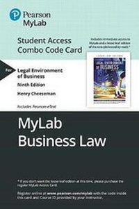 Enlarge image Cover: Mylab Business Law with Pearson Etext -- Combo Access Card -- For Legal Environment of Business - Pearson