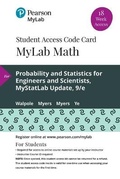 Cover: Mylab Statistics with Pearson Etext -- 18 Week Standalone Access Card -- For Probability and Statistics for Engineers and Scientists, Mystatlab Update - Pearson
