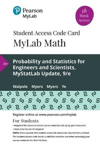Enlarge image Cover: Mylab Statistics with Pearson Etext -- 18 Week Standalone Access Card -- For Probability and Statistics for Engineers and Scientists, Mystatlab Update - Pearson