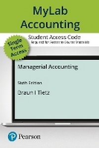 Enlarge image Cover: Mylab Accounting with Pearson Etext -- Access Card -- For Managerial Accounting - Pearson
