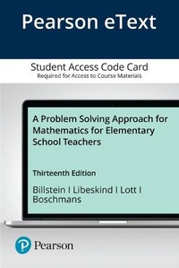 Enlarge image Cover: A Problem Solving Approach to Mathematics for Elementary School Teachers - Pearson