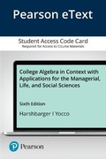 Cover: College Algebra in Context with Applications for the Managerial, Life, and Social Sciences - Pearson