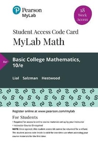 Enlarge image Cover: Mylab Math with Pearson Etext -- 18 Week Standalone Access Card -- For Basic College Mathematics - Pearson