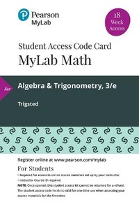 Enlarge image Cover: Mylab Math with Pearson Etext -- 18 Week Standalone Access Card -- For Algebra & Trigonometry - Pearson
