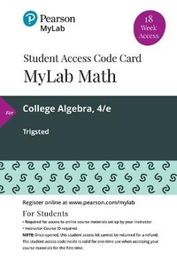 Enlarge image Cover: Mylab Math with Pearson Etext -- 18 Week Standalone Access Card -- For College Algebra - Pearson