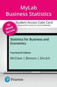 Enlarge image Cover: Mylab Statistics with Pearson Etext -- Access Card -- For Statistics for Business and Economics ( 18 Weeks) - Pearson