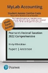 Enlarge image Cover: Mylab Accounting with Pearson Etext -- Combo Access Card -- For Pearson's Federal Taxation 2022 Comprehensive -- 24 Months - Pearson