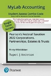Enlarge image Cover: Mylab Accounting with Pearson Etext -- Combo Access Card -- For Pearson's Federal Taxation 2022 Corporations, Partnerships, Estates & Trusts -- 24 Months - Pearson