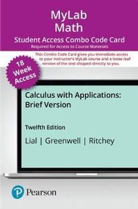 Enlarge image Cover: Mylab Math with Pearson Etext -- Combo Access Card -- For Calculus with Applications, Brief Version (18 Weeks) - Pearson