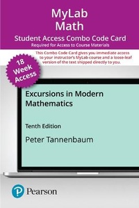 Enlarge image Cover: Mylab Math with Pearson Etext -- Combo Access Card -- For Excursions in Modern Mathematics (18 Weeks) - Pearson