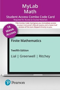 Enlarge image Cover: Mylab Math with Pearson Etext -- Combo Access Card -- For Finite Mathematics-- 18 Weeks - Pearson