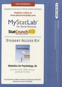 Enlarge image Cover: NEW MyLab Statistics with Pearson eText -- Standalone Access Card -- for Statistics for Psychology - Pearson