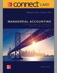 Enlarge image Cover: Connect Access Card for Managerial Accounting: Creating Value in a Dynamic Business Environment - McGraw-Hill Education