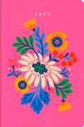 Cover: Taschenkalender A6 2027: Bl&uuml;tenmotiv, bestickt, pink - Groh
