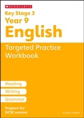 Cover: KS3 Year 9 English Targeted Practice Workbook with answers. - Scholastic