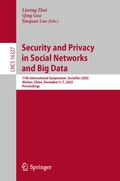 Cover: Security and Privacy in Social Networks and Big Data - Springer