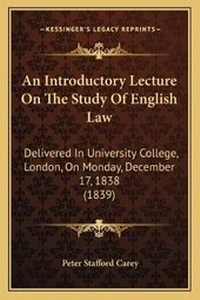Enlarge image Cover: An Introductory Lecture On The Study Of English Law - Kessinger Publishing