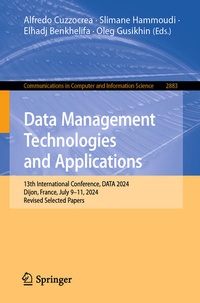 Enlarge image Cover: Data Management Technologies and Applications - Springer