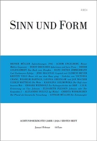 Enlarge image Cover: Sinn und Form 1/2026 - SINN und FORM