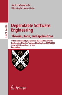Enlarge image Cover: Dependable Software Engineering. Theories, Tools, and Applications - Springer
