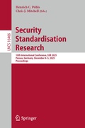 Cover: Security Standardisation Research - Springer