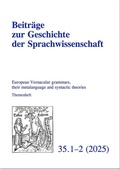 Cover: European Vernacular grammars, their metalanguage and syntactic theories - Nodus