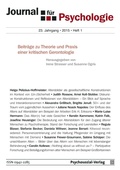 Cover: Journal f&uuml;r Psychologie 1/2015: Beitr&auml;ge zu Theorie und Praxis einer kritischen Gerontologie - Journal f&uuml;r Psychologie
