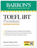 Cover: TOEFL, iBT Premium, Nineteenth Edition: Prep Book with 10 Practice Tests + Comprehensive Review + Online Audio (2026) - Barrons Educational Services