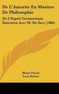 Cover: de L'Autorite En Matiere de Philosophie - Kessinger Publishing