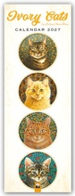 Cover: Ivory Cats - Gemalte Katzen - Slimline-Kalender 2027 - Original Flame Tree Publishing-Kalender Slimeline [Mehrsprachig] [Kalender] - Brown Trout-Auslieferer Flechsig