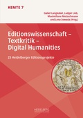 Cover: Editionswissenschaft - Textkritik - Digital Humanities - Heidelberg University Publishing