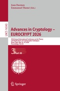 Cover: Advances in Cryptology - EUROCRYPT 2026 - Springer