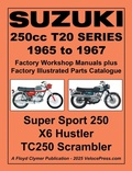 Cover: Suzuki T20 Series 1965-1967 Factory Workshop Manual and Illustrated Parts Catalogue - Includes the 250 Super Sport the X6 Hustler and the Tc250 Scrambler - Veloce Enterprises, Inc.