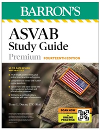 Enlarge image Cover: ASVAB Study Guide Premium, Fourteenth: 6 Practice Tests + Comprehensive Review + Online Practice (Barron's Test Prep) - Kaplan Publishing