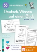 Cover: 55 A4-Merkbl&auml;tter Deutsch-Wissen auf einen Blick - Klasse 1 bis 4 - Verlag an der Ruhr