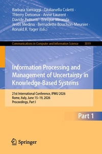 Enlarge image Cover: Information Processing and Management of Uncertainty in Knowledge-Based Systems - Springer