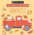 Cover: Brain Games - Sticker by Number Compact Edition: Harvest 7x7 Inches Cozy Fall Activity & Thanksgiving Gift, Travel Size Activity Book for Adults & Kids 7+ - Publications International, Ltd.
