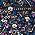 Cover: Color Me! Halloween - Keepsake Coloring Books Compact Edition with Quotes Cute & Creepy Designs 7x7 Inches Boo Basket Stuffer, Portable Coloring Book for Adults & All Ages - New Seasons