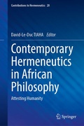 Cover: Contemporary Hermeneutics in African Philosophy - Springer