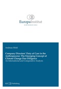 Cover: Company Directors' Duty of Care in the Anthropocene: The Emerging Concept of Climate Change Due Diligence - Tredition Gmbh