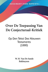 Abbildung von: Over De Toepassing Van De Conjecturaal-Kritiek - Kessinger Publishing
