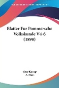 Cover: Blatter Fur Pommersche Volkskunde V4-6 (1898) - Kessinger Publishing