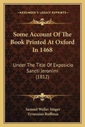 Cover: Some Account Of The Book Printed At Oxford In 1468 - Kessinger Publishing