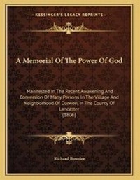 Enlarge image Cover: A Memorial Of The Power Of God - Kessinger Publishing